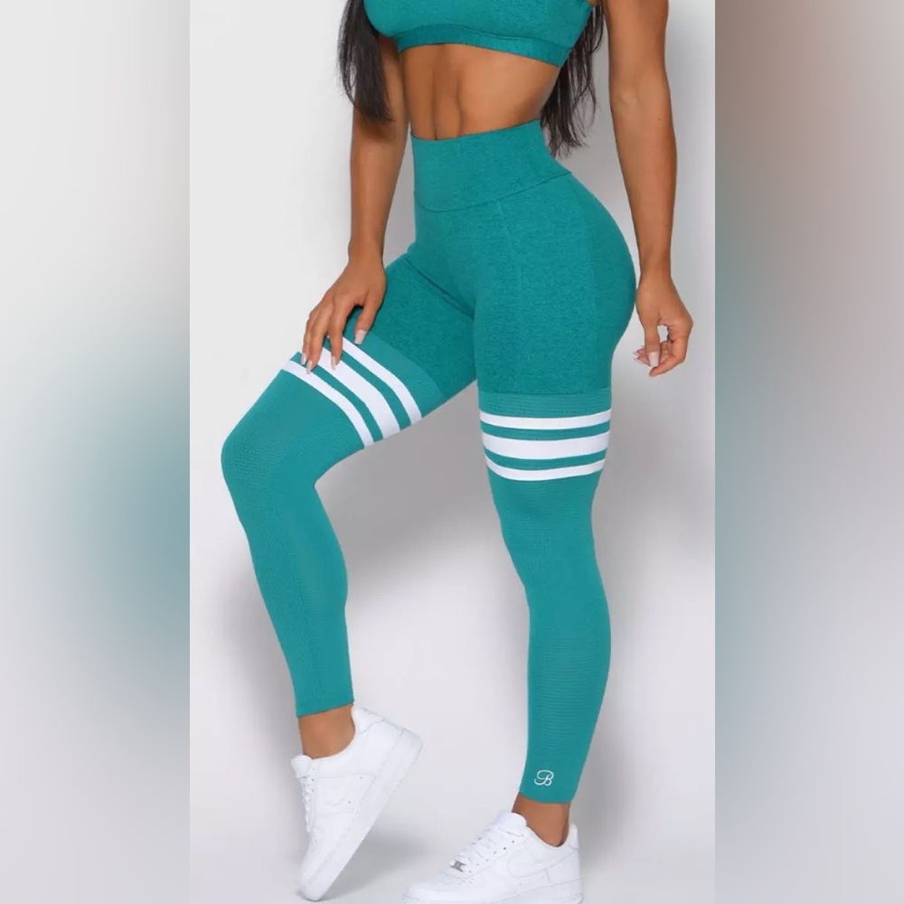 Bombshell Sportwear Thigh High High Rise Pockets Leggings “Lagoon” Teal XS